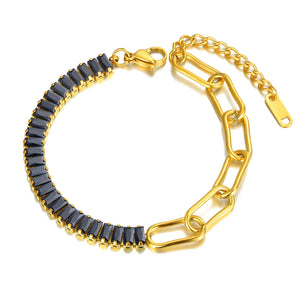 Bohemia Beach Bracelet with 8mm CZ Charm, Titanium Stainless Steel