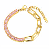 Bohemia Beach Bracelet with 8mm CZ Charm, Titanium Stainless Steel