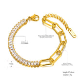 Bohemia Beach Bracelet with 8mm CZ Charm, Titanium Stainless Steel