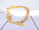Bohemia Beach Bracelet with 8mm CZ Charm, Titanium Stainless Steel