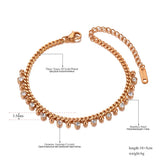 CZ Crystal Charm Bracelet Stainless Steel Boho Beach Bangle