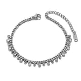 CZ Crystal Charm Bracelet Stainless Steel Boho Beach Bangle