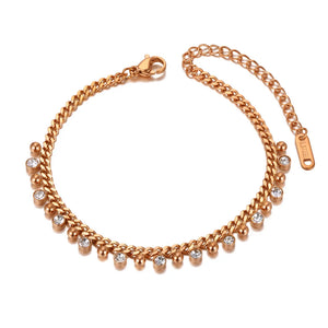 CZ Crystal Charm Bracelet Stainless Steel Boho Beach Bangle