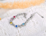 Colorful Zirconia Heart Charm Bracelet Stainless Steel B22106