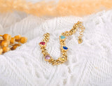 Colorful Zirconia Heart Charm Bracelet Stainless Steel B22106