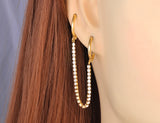 CZ Crystal Hoop Earrings Stainless Steel Tassel