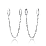 CZ Crystal Hoop Earrings Stainless Steel Tassel