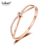 Mosaic CZ Cross Bow-knot Bangle Bracelet Stainless Steel Wedding Bangle