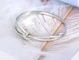 Mosaic CZ Cross Bow-knot Bangle Bracelet Stainless Steel Wedding Bangle