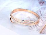 Sparkling Mosaic Rhinestone Cuff Bracelet Stainless Steel B19090