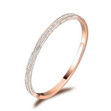 Stainless Rose Rhinestone Cuff Bangle Bracelet Gift B18059