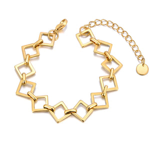 18k Plated Geometric Square Cuban Chain Bracelet Bangle