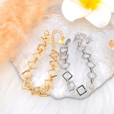 18k Plated Geometric Square Cuban Chain Bracelet Bangle