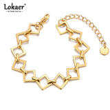 18k Plated Geometric Square Cuban Chain Bracelet Bangle