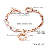 Stainless Steel Asymmetric Chain Love Charms Bracelet for Women