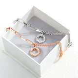 Stainless Steel Asymmetric Chain Love Charms Bracelet for Women