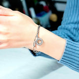 Stainless Steel Asymmetric Chain Love Charms Bracelet for Women
