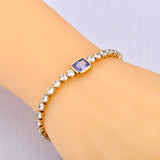 Purple CZ Tennis Chain Bracelet for Women Charm Bling AAA Crystal B23112