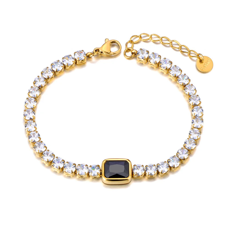 Purple CZ Tennis Chain Bracelet for Women Charm Bling AAA Crystal B23112