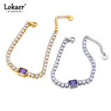 Purple CZ Tennis Chain Bracelet for Women Charm Bling AAA Crystal B23112