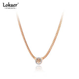 Stainless Steel Tree Pendant Necklace CZ Crystal Choker Women N21059