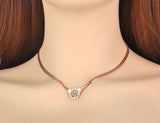 Stainless Steel Tree Pendant Necklace CZ Crystal Choker Women N21059
