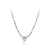 Stainless Steel Tree Pendant Necklace CZ Crystal Choker Women N21059