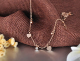 Stainless Steel Heart & Zircon Charms Rose Pendant Necklace
