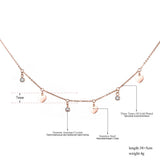 Stainless Steel Heart & Zircon Charms Rose Pendant Necklace