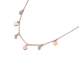 Stainless Steel Heart & Zircon Charms Rose Pendant Necklace
