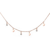Stainless Steel Heart & Zircon Charms Rose Pendant Necklace