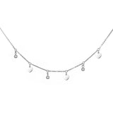 Stainless Steel Heart & Zircon Charms Rose Pendant Necklace