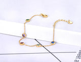 Colorful CZ Charm Bracelet 18K Plated Bohemian Chain