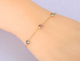 Colorful CZ Charm Bracelet 18K Plated Bohemian Chain