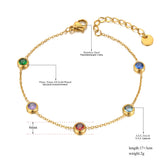 Colorful CZ Charm Bracelet 18K Plated Bohemian Chain