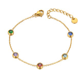 Colorful CZ Charm Bracelet 18K Plated Bohemian Chain