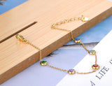 Colorful CZ Charm Bracelet 18K Plated Bohemian Chain