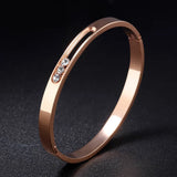 Stainless Steel Rhinestone Cuff Bangle Bracelet for Women