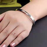 Stainless Steel Rhinestone Cuff Bangle Bracelet for Women