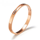 Stainless Steel Rhinestone Cuff Bangle Bracelet for Women