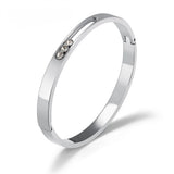 Stainless Steel Rhinestone Cuff Bangle Bracelet for Women