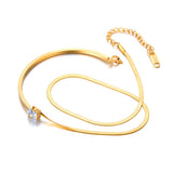 Double-layer Snake Chain CZ Charm Bracelet B23043