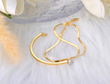 Double-layer Snake Chain CZ Charm Bracelet B23043