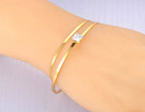 Double-layer Snake Chain CZ Charm Bracelet B23043