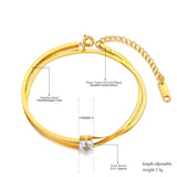 Double-layer Snake Chain CZ Charm Bracelet B23043