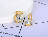 Geometric Square Hoop Earrings with Sparkling Cubic Zirconia Crystal