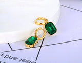 Geometric Square Hoop Earrings with Sparkling Cubic Zirconia Crystal