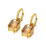 Geometric Square Hoop Earrings with Sparkling Cubic Zirconia Crystal