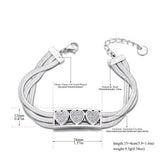 Stainless Steel Three Layer Heart Bracelet Women Jewelry