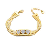 Stainless Steel Three Layer Heart Bracelet Women Jewelry